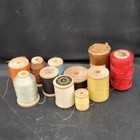 Thread Lot - Vintage - 11 Spools - Cotton - Silk - Embroidery - Surgical - Wood