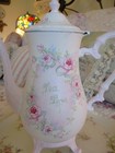 Shabby Chic Style Hand Painted Vintage Silver Plated Tea Pot
