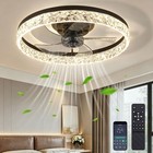 20 Inch Flush Mount Modern Black Ceiling Fan Remote App Control Kit With Light
