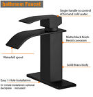 Black Bathroom Sink Faucet Waterfall Single Handle Vanity Mixer Tap With Drain