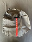Prada Black Nylon Shoe Dust Bag W  Red Prada Stripe Logo Buckle Closure