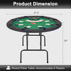 Round Poker Table Foldable  8 Players Texas Holdem Table  Green   Gaming Play Ta