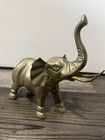 Brass Elephant Statue Figurine Good Luck Trunk Up Regal Home Library Study Decor