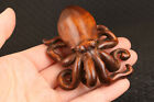 Chinese Boxwood Handmade Octopus Fish Figure Statue Netsuke Collectable