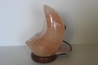 Himalayan Pink Salt Lamp Natural Moon Shape Wooden Base Crescent Moon Lamp