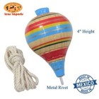 3 Pack Mexican Trompo Spinning Top Traditional Wooden Medium  Multicolor 