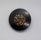 Vintage Black Gold Art Deco Round Plastic Shank Buttons 5 8  Set Of 2