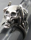 Men   s Large Skull Biker Chrome Finish Ring - Size 11 3 4