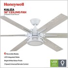 Honeywell Kaliza Ceiling Fan  Quiet Motor And Remote Control  56   Bright White