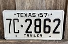 1957 Vintage Antique Texas Trailer License Plate  Unrestored 7c 2862