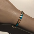 Vintage Indian Sterling Silver Turquoise Chip Inlay Bracelet 10 96g