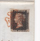 1840 Qv Fine 1d Penny Black Stamp Pl5 Richmond Mx Maltese Cross On Bank Entire