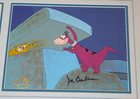 Flintstones Production Cel   Drawing Of Dino Signed Joe Barbera Framed Coa Seal