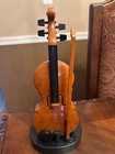 Wooden Mini Violin  With Bow 12   with Stand  Playing A Tune