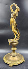 Antique French Art Nouveau Style Enamel Painted Spelter 16  Sculpture On Stand