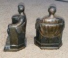 Pair Of Book Ends President Abraham Lincoln Seated Statue Bronze Finish Bookends