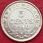 1940c Newfoundland 5 Cents Re-engraved 0 - Vf - Lot 9280