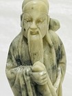Vintage Carved Soapstone Jade Chinese Figurine Asian Shou Lao God Of Longevity