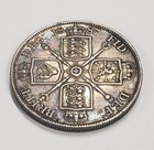 1887 Silver Double Florin Arabic 1 Date Toned 4 Shilling Great Britain Uk Toning
