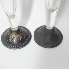 2 Etched Glass Bud Vases - Sterling Silver Base - Duchin Vintage 10  Tall