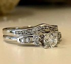 2ct Round Cut Lab Created Diamond 14k White Gold Fn Engagement Ring Set