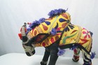 Vintage Indian Patchwork Embroidered Bull Sculpture Statue Figure Hindu India