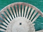 Vintage Cast Iron Farm Implement Tractor Seat Signed Frost   Wood Decoration