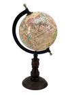 Vintage Tabletop Globe Wood   Metal Stand Detailed World Map 5   