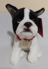 Fao Schwarz Adopt A Pets Plush - Black   White Realistic Sitting Bulldog Dog New