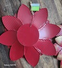 Outdoors Design Red And Gold Metal Flower Wall Hangings Set Of 2