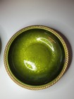 Vintage Evans Green Guilloche Enamel Small Dishes Set Of 2 Signed Hand Etched 
