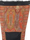 Antique Scarf Shawl Woven Paisley Red Black 19x92 Original Mid 1800s 