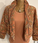 Vintage 90   s Sugar Street Weavers Tapestry  Jacket Persimmon Grandma Cottage S m