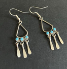 Navajo Turquoise Sterling Dangle  Earrings