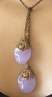 Vintage Lariat Necklace Antique Art Nouveau Lavender German Glass Pendants