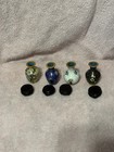 Vintage Miniature Chinese Floral Design Cloisonne Vases 4 Pieces