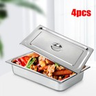 4 Pcs 4  Deep Full Size Stainless Steel Steam Table Pans Hotel Food Prep Pans
