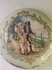 Antique Limoges Hand Painted Powder Jar Box Rare Large Signed Courting Couple