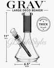 Grav   Large Deco Beaker Bong 11     Smoke  Glass Water Pipe  Quality Thick Glass