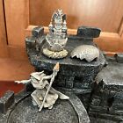 Lot 3 Pewter Dragon Egg  Castle  Wizard With Staff Vintage Miniature Figurines