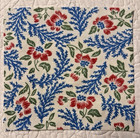 Vintage 1930 s-40 s Feedsack Fabric Piece 9x8 5  Blue   Red Floral