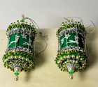 Set Of 2 Leewards Push Pin Beaded Reindeer Carousel Sequin Christmas Ornament 