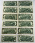 1976  2 Lot Of 12 Circulated Notes Two Dollar Paper Money Currency All Twelve