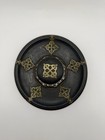 Antique Victorian Brass   Cut Glass Inkwell On Ebonized Wood Base