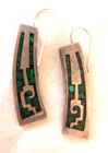 Vtg Artisan Inlaid Malachite Aztec Necklace Earring Set 925 Sterling Silver 87gr