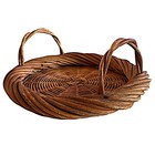 Vintage Handmade Wicker Woven Basket Tray 14    Handles Farm Rustic Boho Decor