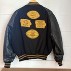 Vintage 80s Delong Snap Button Wool Leather Varsity Highschool Vtg Jacket Sz 44