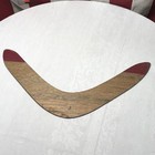 Wooden Boomerang Hand-painted Aussie Design 1970s Vtg Folk Art Return Throw Toy