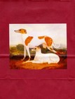 Two Greyhound Dogs Vintage Altered Art On Dark Red Gift Wrap Bag W Tissue   Card