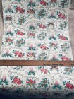 Vtg 1950 s Christmas Wrapping Paper 2 Yards Gift Wrap Pinecone Candle Bells